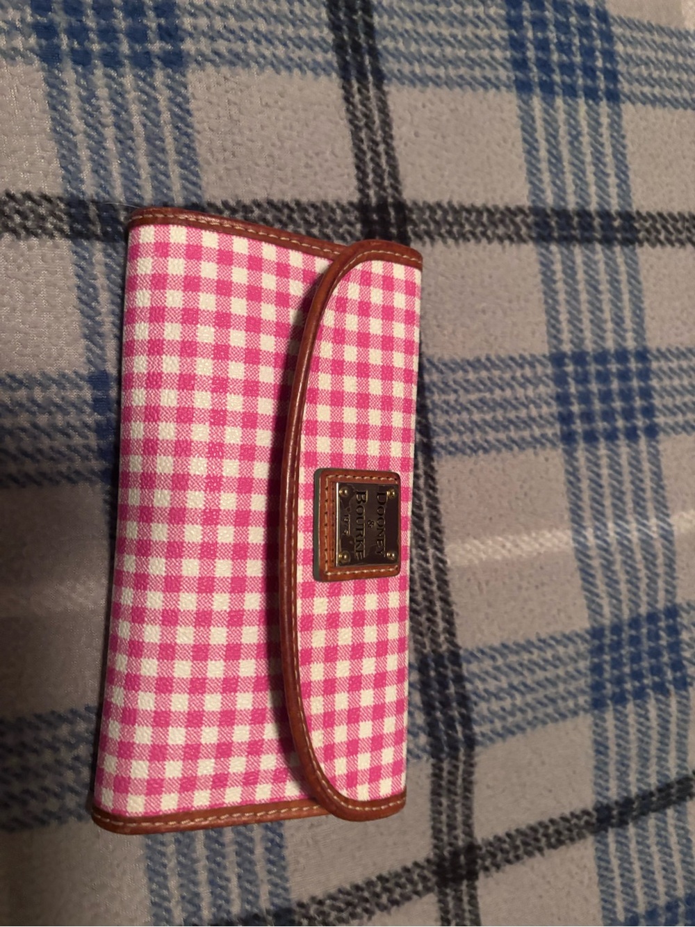 Dooney & Bourke Pink Gingham Continental Card Holder